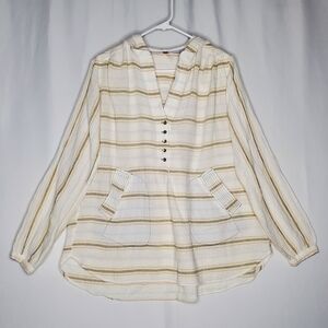 Free People Gauze Hooded Pocket Top Womens‎ Small Oversized Coastal Beach